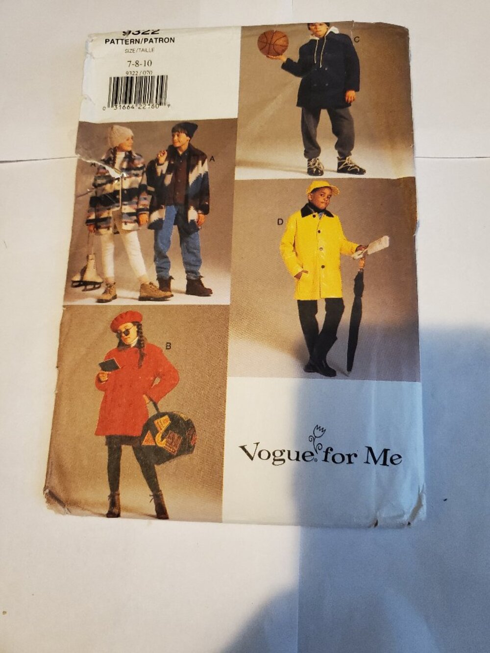 VOGUE FOR ME 9322 BOYS GIRLS COAT VEST 7 8 10 PATTERN